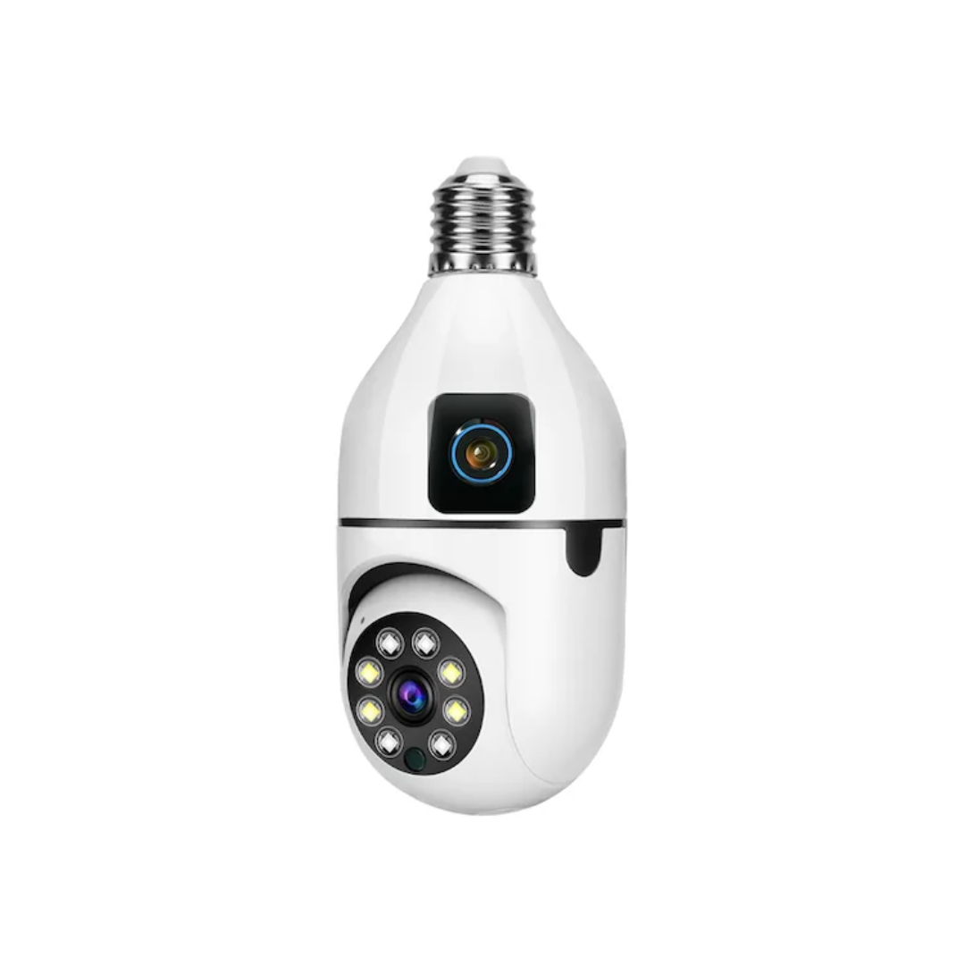 Caméra de surveillance double objectif ampoule